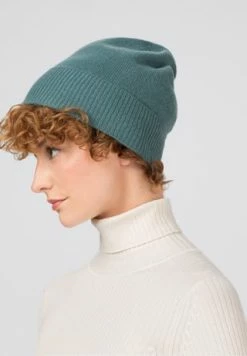 HALLHUBER Strickmütze In Edlem Kaschmir-Merinowolle-Mix Eucalyptus -Regenschirme Shop unnamed file 154