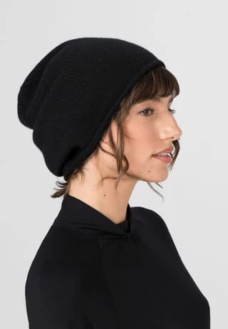 Kaschmirmütze mit feiner Rollkante HALLHUBER Kaschmirmütze Mit Feiner Rollkante Black -Regenschirme Shop unnamed file 160