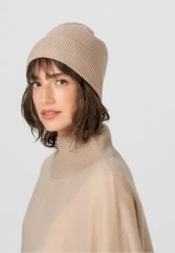 HALLHUBER Strickmütze In Edlem Kaschmir-Merinowolle-Mix Almond -Regenschirme Shop unnamed file 166