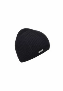 SEEBERGER Cashmere Mütze In Rippenmuster 17827-2 Schwarz