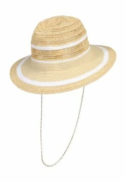 SEEBERGER Sonnenhut, Streifen, Kinnband 9317 LEINEN/ WEISS