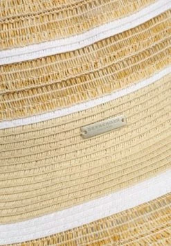 SEEBERGER Glockenhut, Stroh, Metallband 9317 LEINEN/ WEISS -Regenschirme Shop unnamed file 260