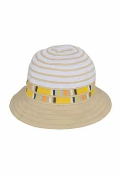 SEEBERGER Glockenhut, Streifen, Emblem, Für Damen 1793 WEISS/ LEINEN